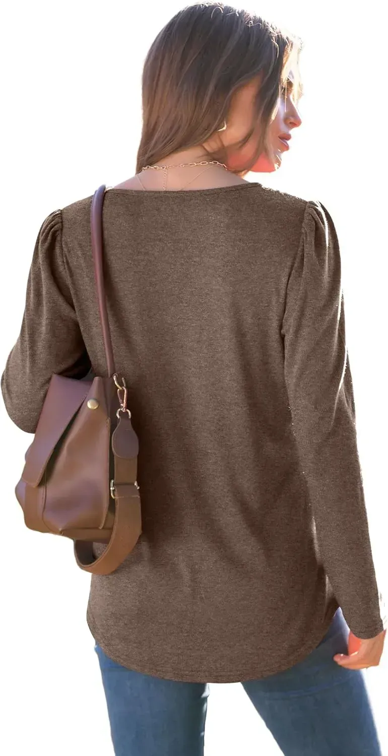 WIHOLL Blouses for Womens Dressy Casual 2024 Fall Tops Long Sleeve Shirts Loose Fit Tunics