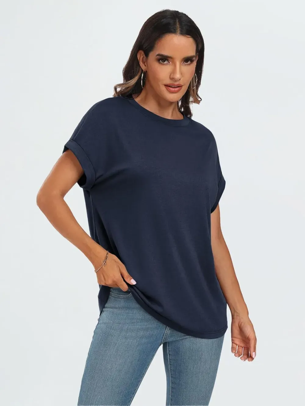 AUTOMET Women Tops Casual Basic T Shirts Loose Fit Crewneck Short Sleeve Summer Outfits