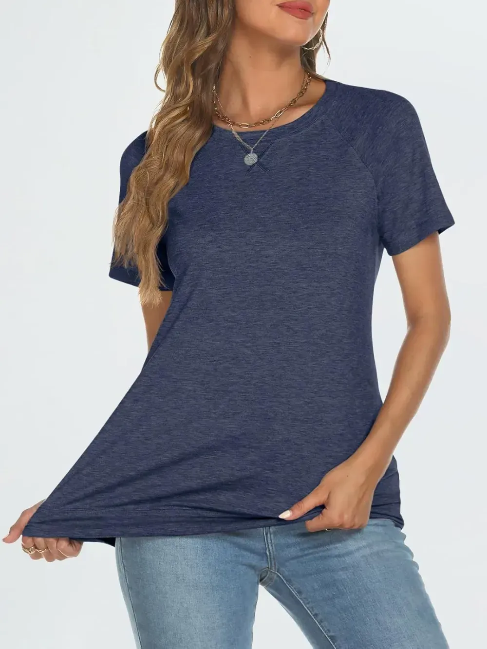 AUTOMET T Shirts Short Sleeve Crewneck Tees for Women Trendy Lightweight Soft Casual Summer Tops Clothes 2024