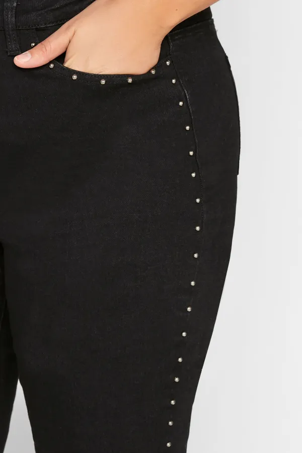 LTS Tall Black Studded Stretch AVA Skinny Jeans