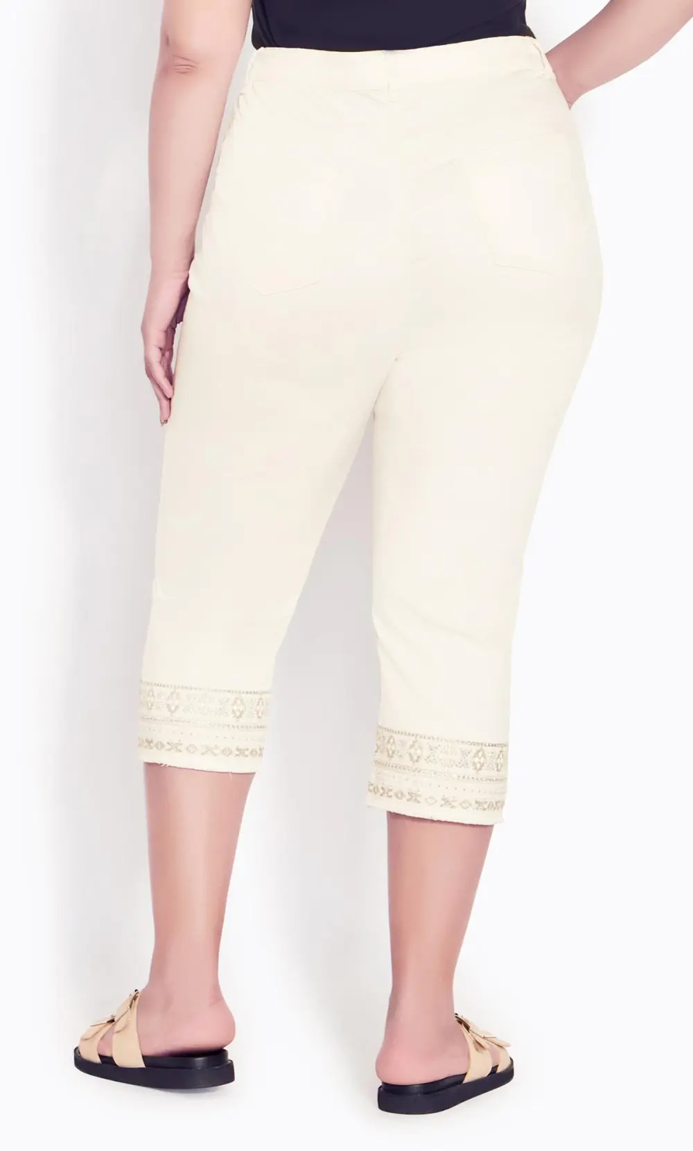 Evans Cream Cropped Jeans