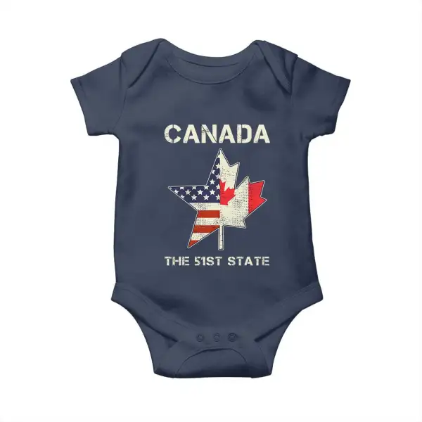 Canada The 51st State Baby Onesie Maple Canadian American Flag TS09