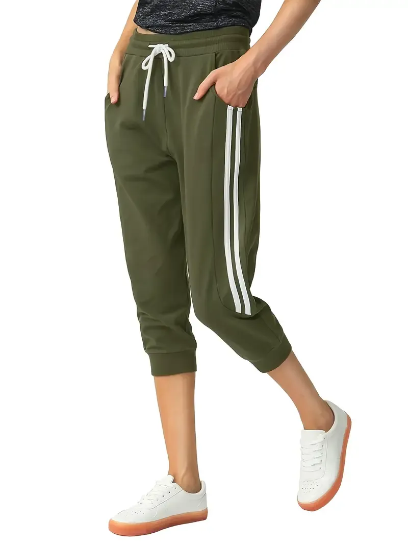 Women's Athletic Capri Pants - Casual Sports Running Yoga Fitness