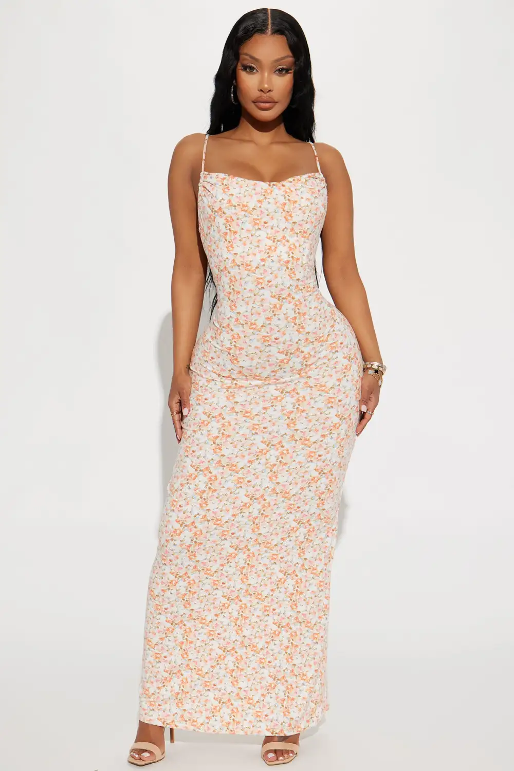 Polina Floral Maxi Dress - Coral