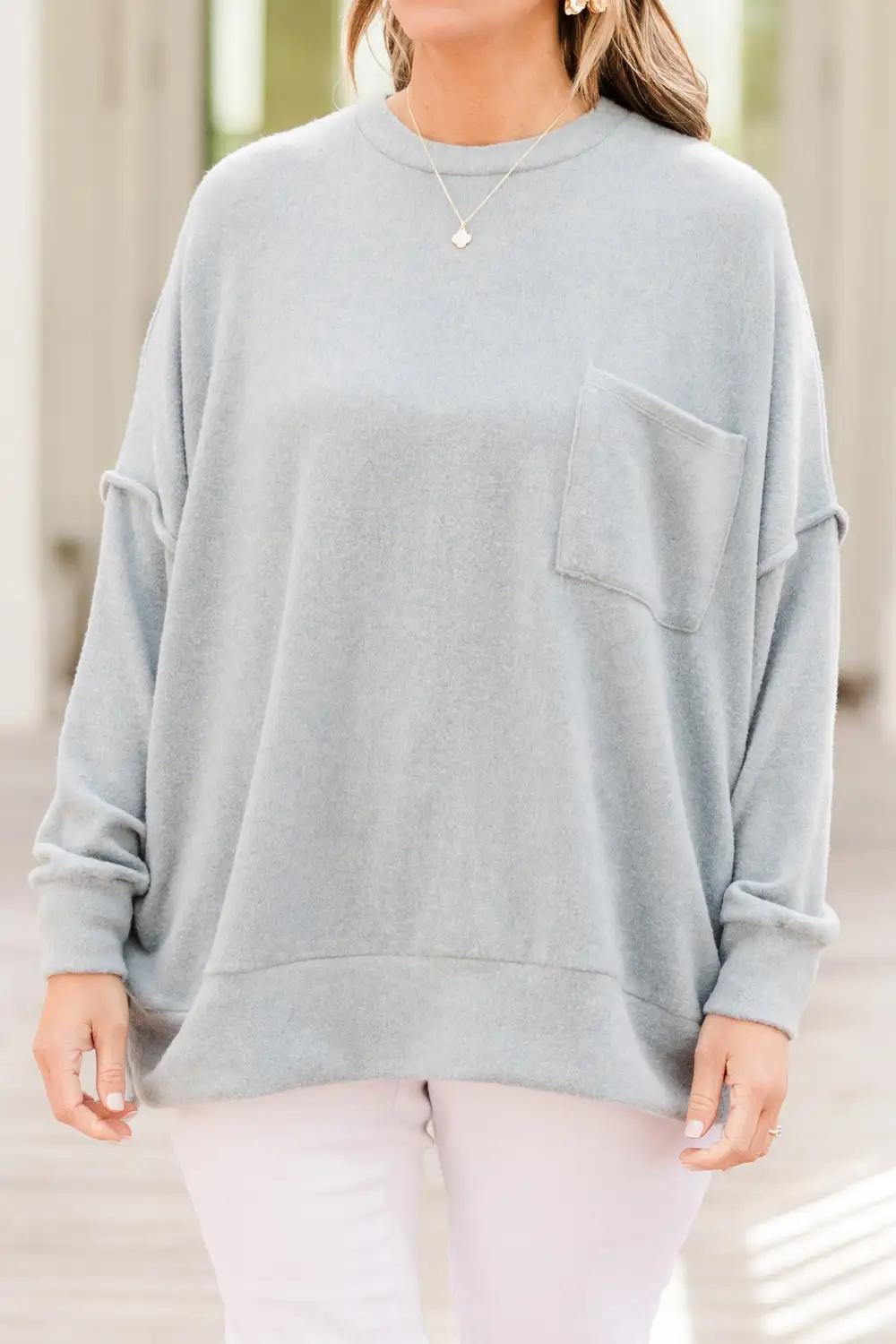 Just Take A Break Sweater, Blue Grey