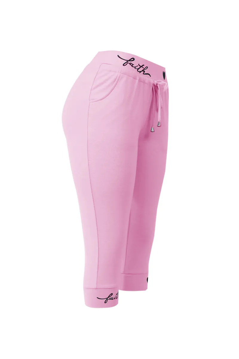 Letter & Heart Print Drawstring Capris Pants