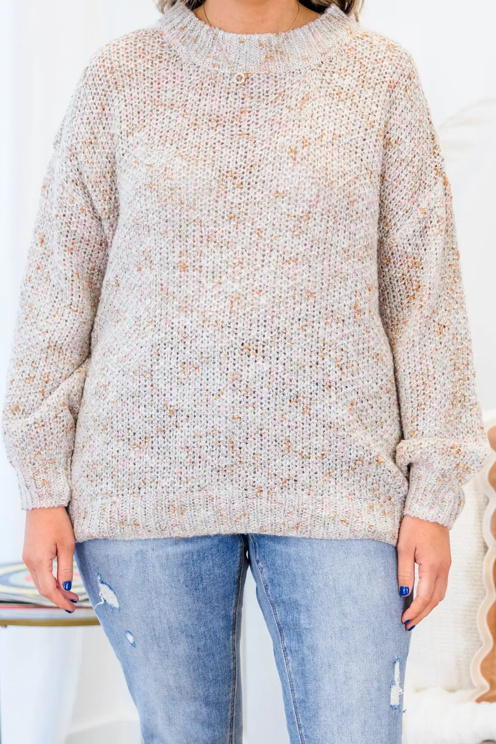 Cocoa Cozy Sweater, Heather Grey-Blush