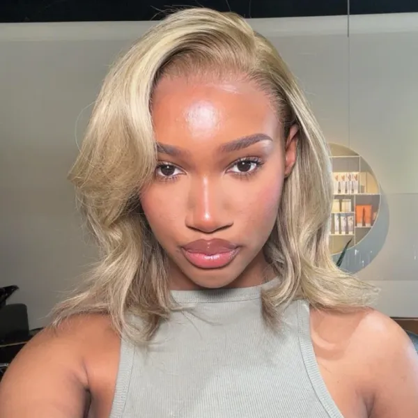 Sterly Ombre Ash Blonde Straight Short Bob Wigs 13×4 Transparent Lace Frontal Wig