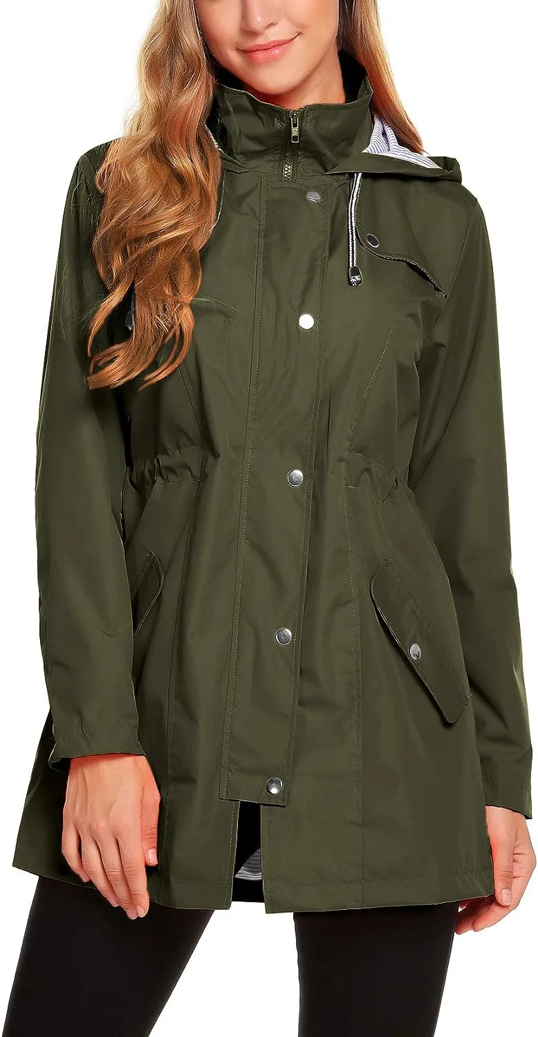 Womens Lightweight Hooded Waterproof Active Outdoor Rain Jacket S-XXL