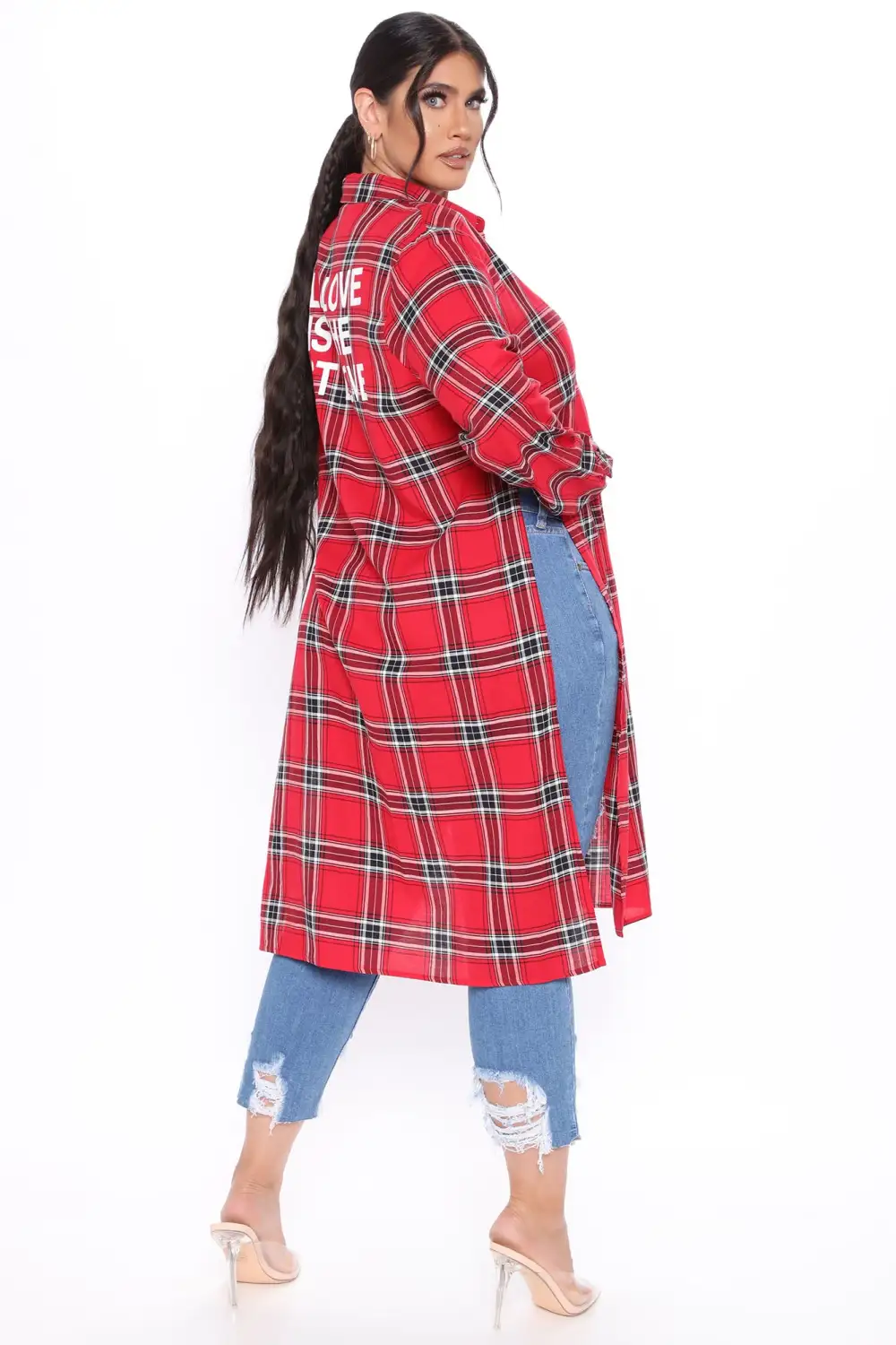 Self Love Maxi Plaid Top - Red/Combo