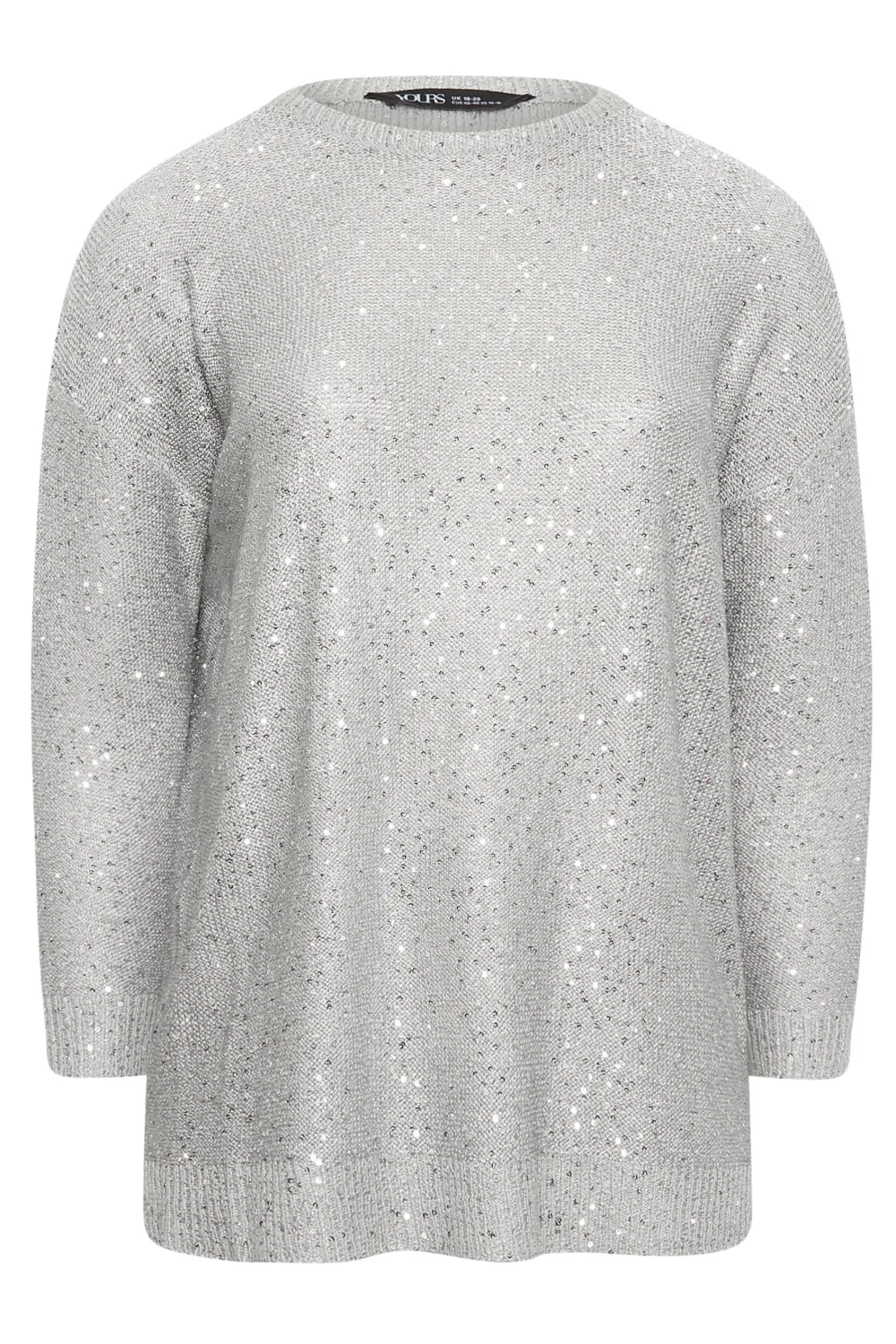 YOURS Curve Silver Sequin Embellished Jumper