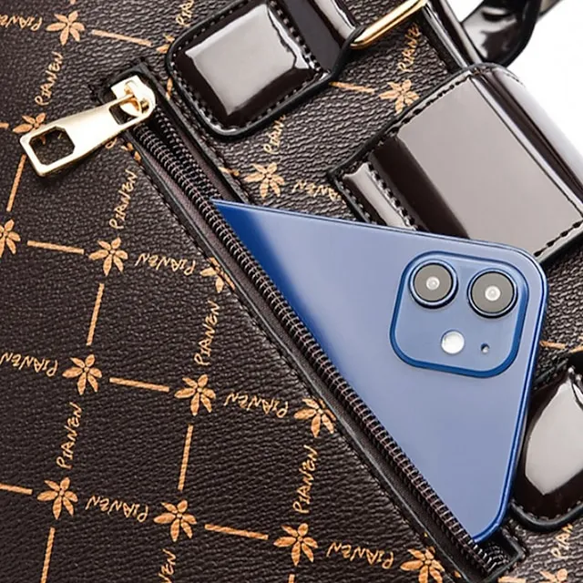 Women's Handbag Crossbody Bag PU Leather Daily Bowknot Large Capacity Plaid dark maple leaf with coffee Light Maple with Naturals Dark Maple with Naturals