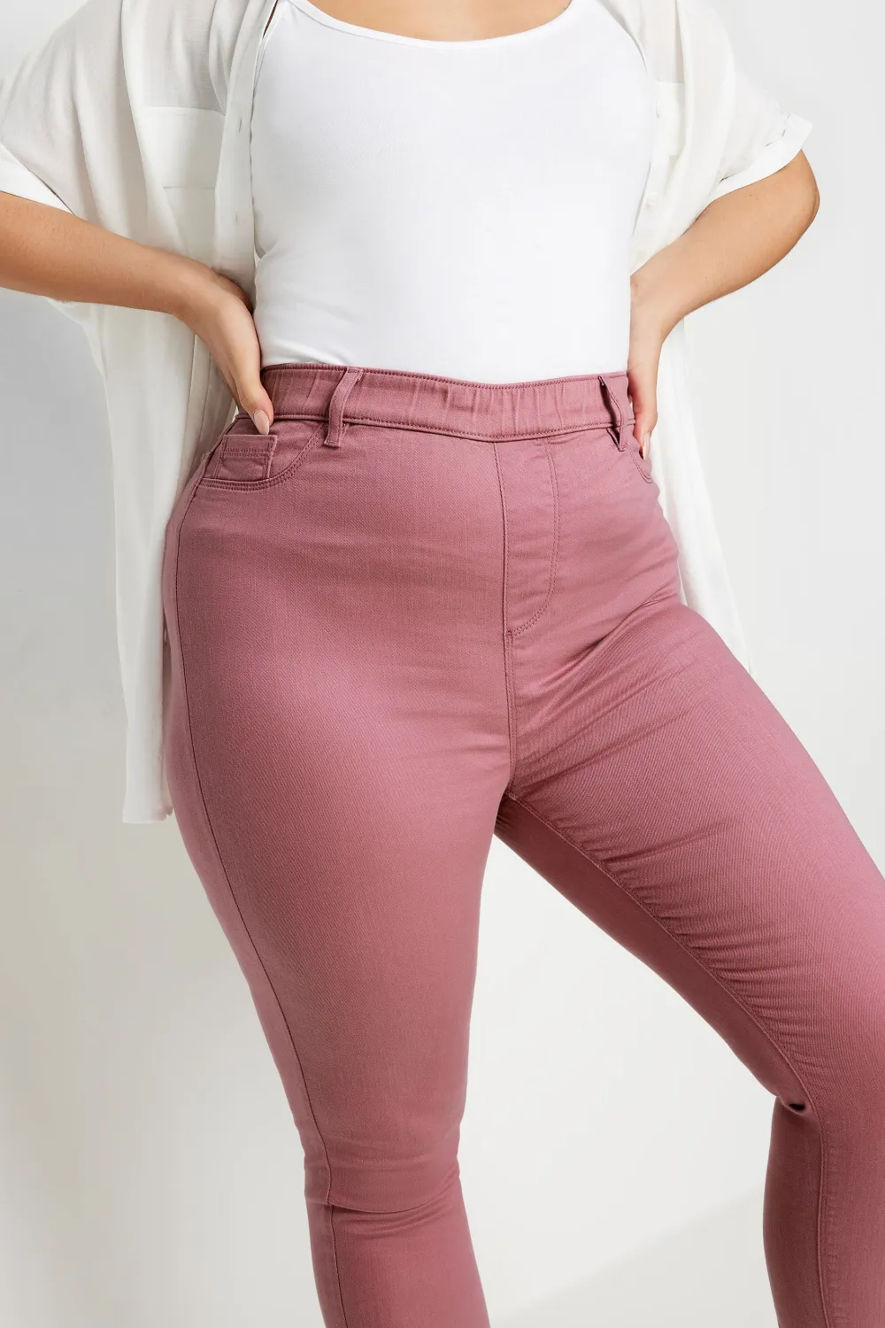 YOURS Curve Rose Pink Cropped Stretch GRACE Jeggings