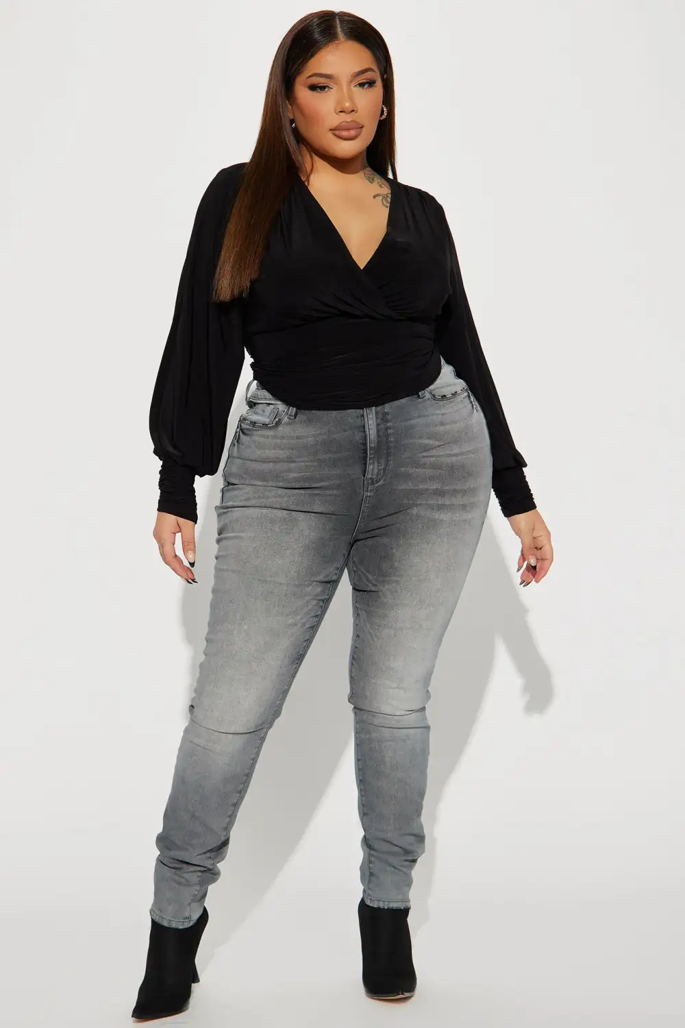 Samantha Surplice Top - Black