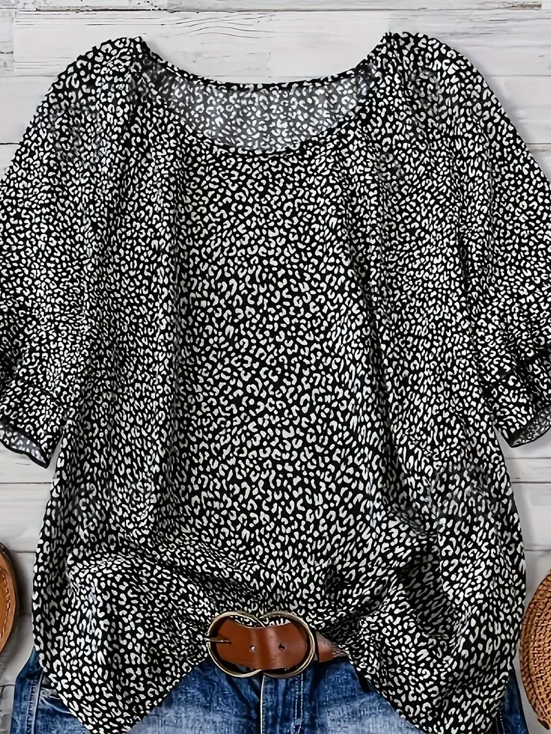 Springsummer Chic | Women's Elegant Leopard Print Blouse