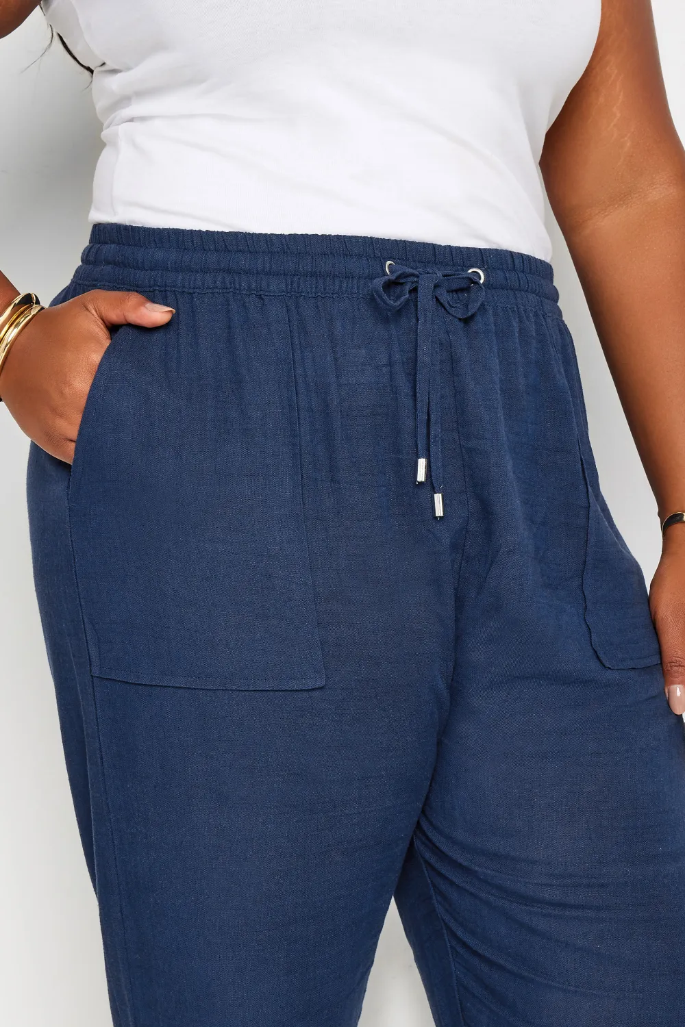 YOURS Curve White Linen Joggers