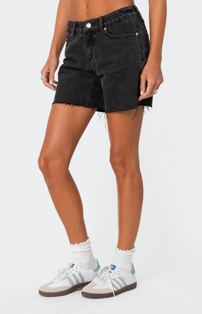 Edikted Tomboy Low Rise Denim Shorts