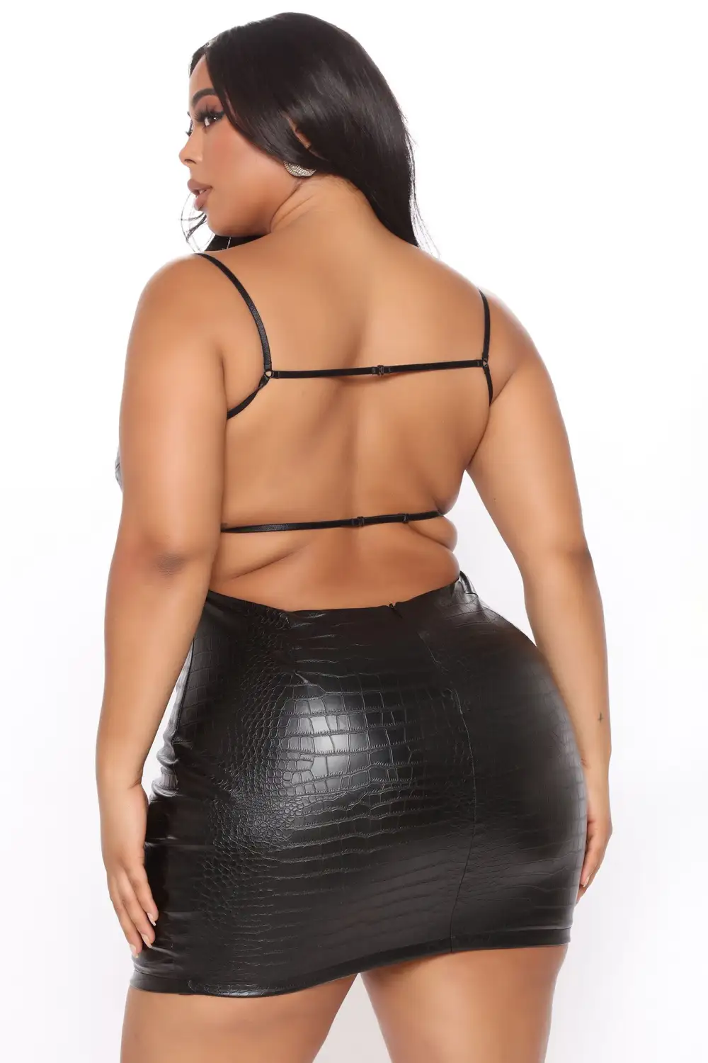 True Icon Faux Leather Mini Dress - Black