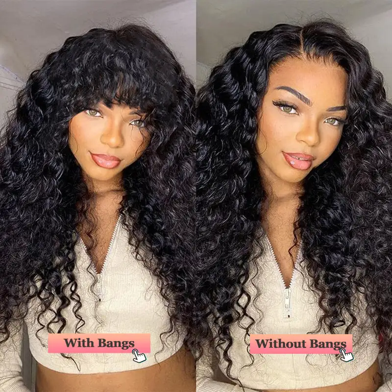 One Wig Two Styles | Glueless 5x5 Deep Wave/Water Wave Lace Closure Wig, Free Removable Bangs