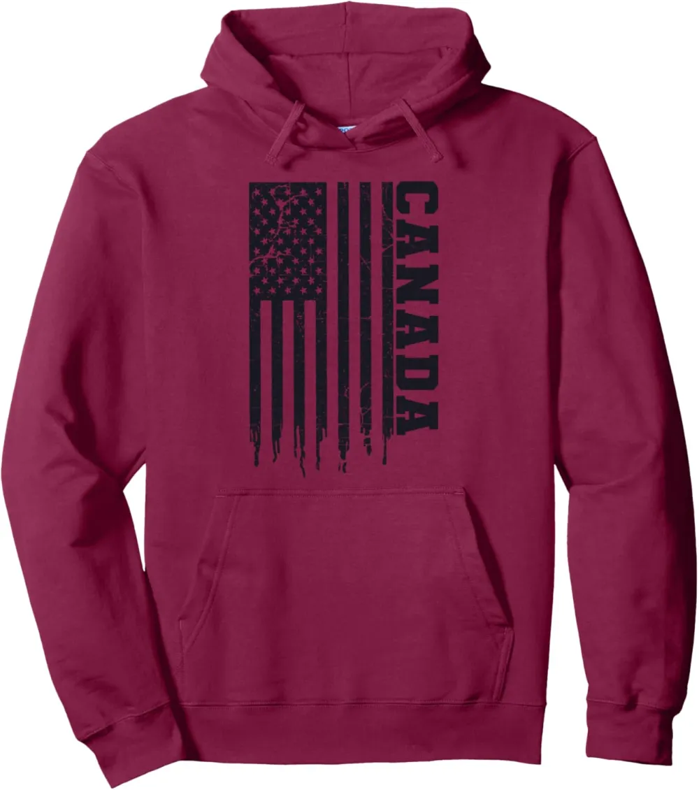 Patriotic Canada 51st State USA Flag Funny Iconic Canada Pullover Hoodie