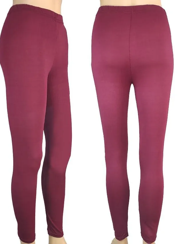 Women's Solid Leggings Lake blue Sapphire Wine Red Mid Waist Fashion Tights Casual Weekend High Elasticity Full Length Tummy Control Plain S M L XL 2XL / Skinny