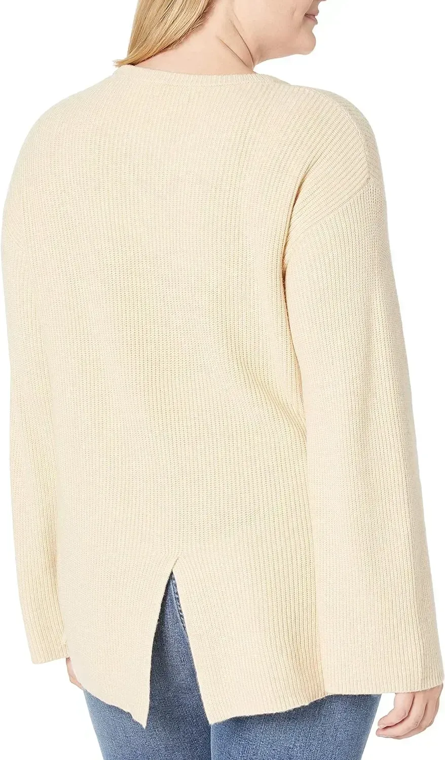 Women's Alice Crewneck Back-Slit Ribbed Pullover Sweater