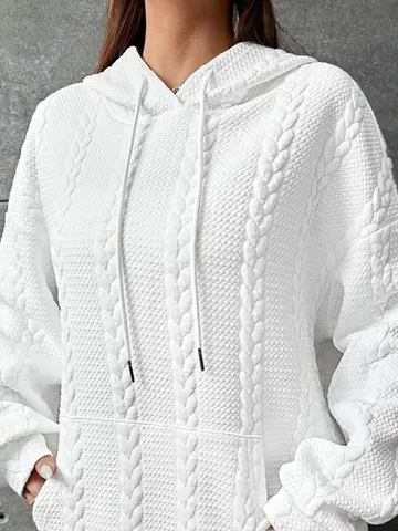 Casual Loose Plain Hoodie Long sleeve Sweatshirt