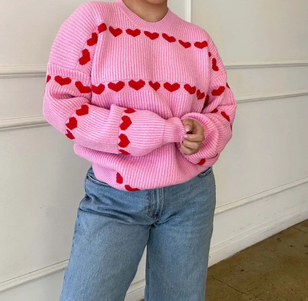 Lovey Heart Stripe Sweater