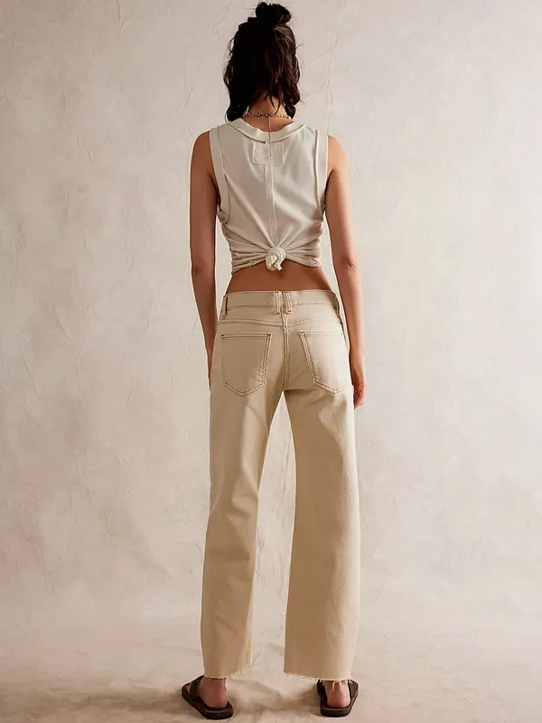 Mid-Rise Straight Leg Denim Jeans