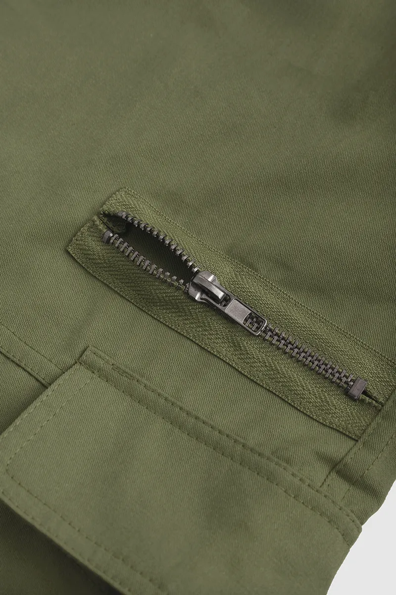 Flap Pocket Zip Detail Straight Leg Cargo Pants