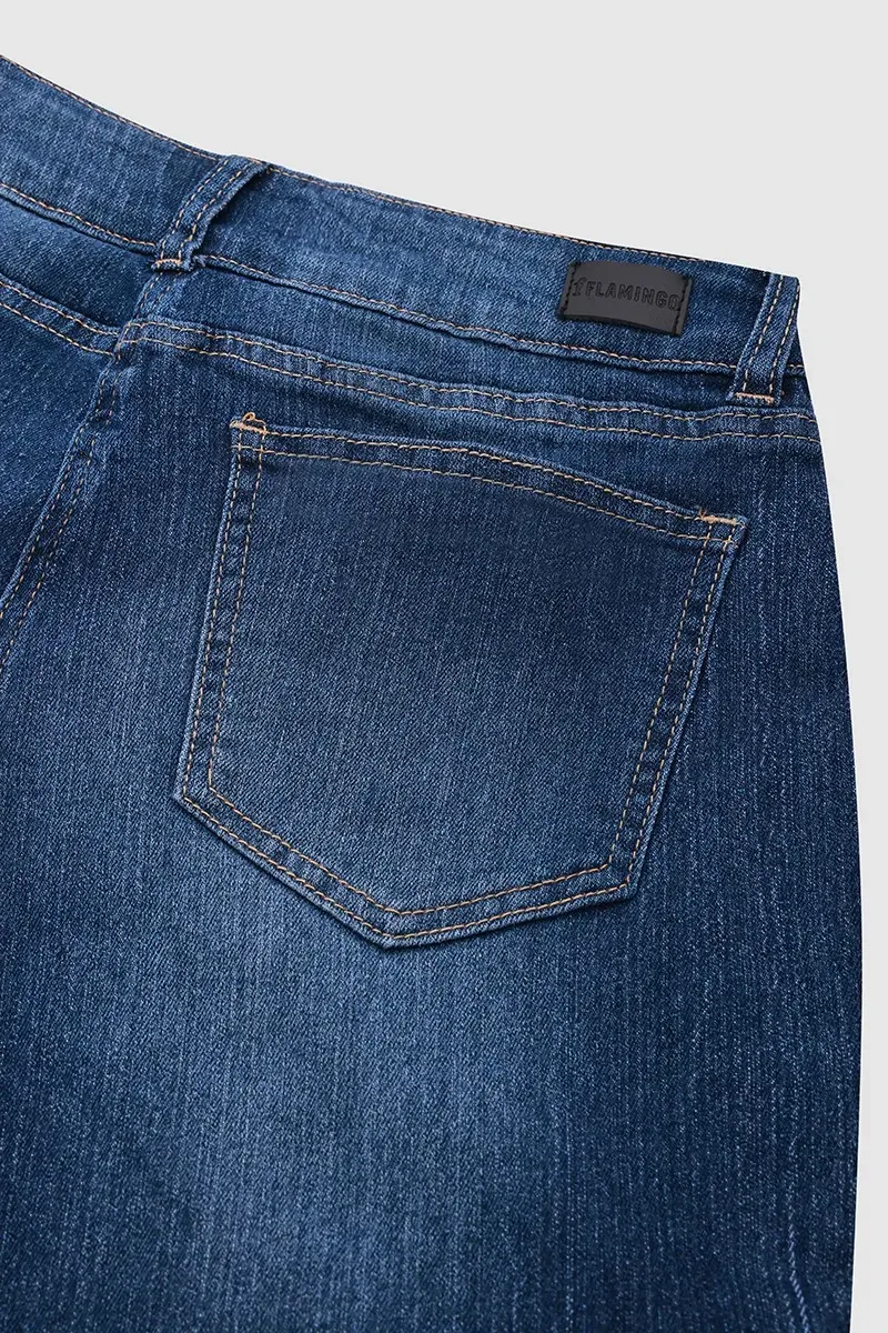 Flap Pocket Low Rise Flare Jeans Without Belt