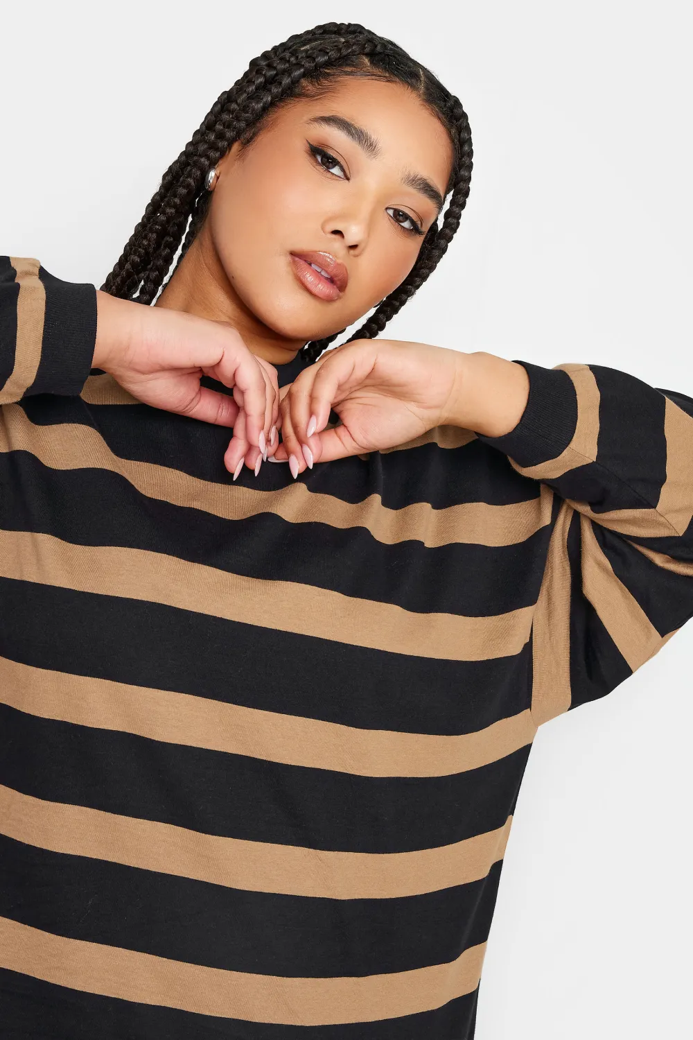 YOURS Curve Blue Stripe Oversized T-Shirt Dress