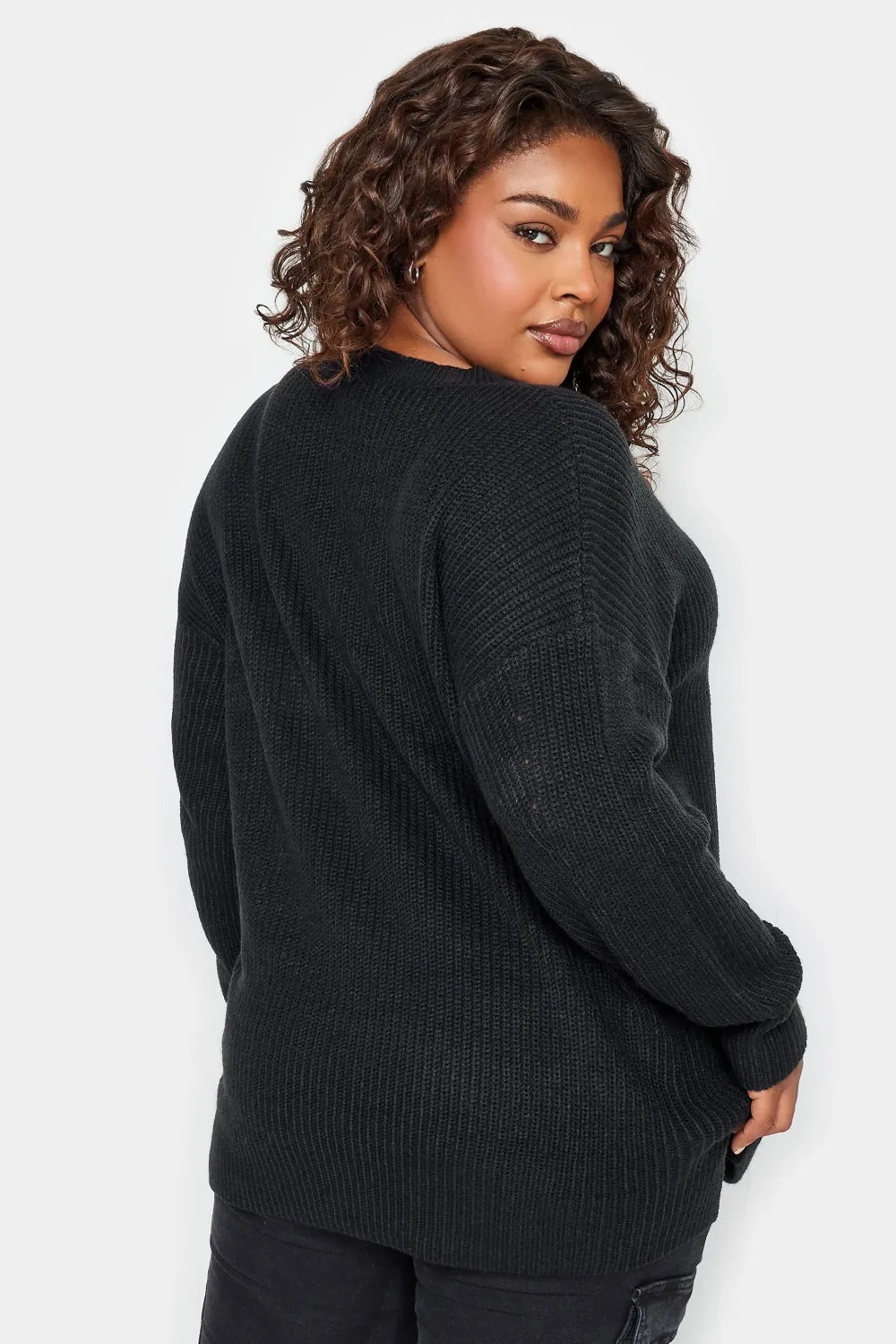 YOURS Curve Navy Blue Drop Shoulder Knitted Jumper