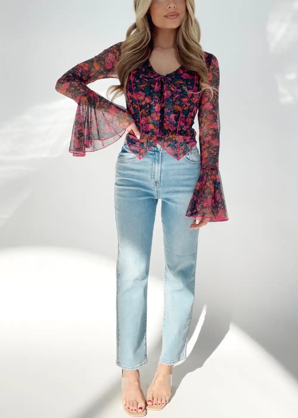 High Rise Straight Stretch Denim