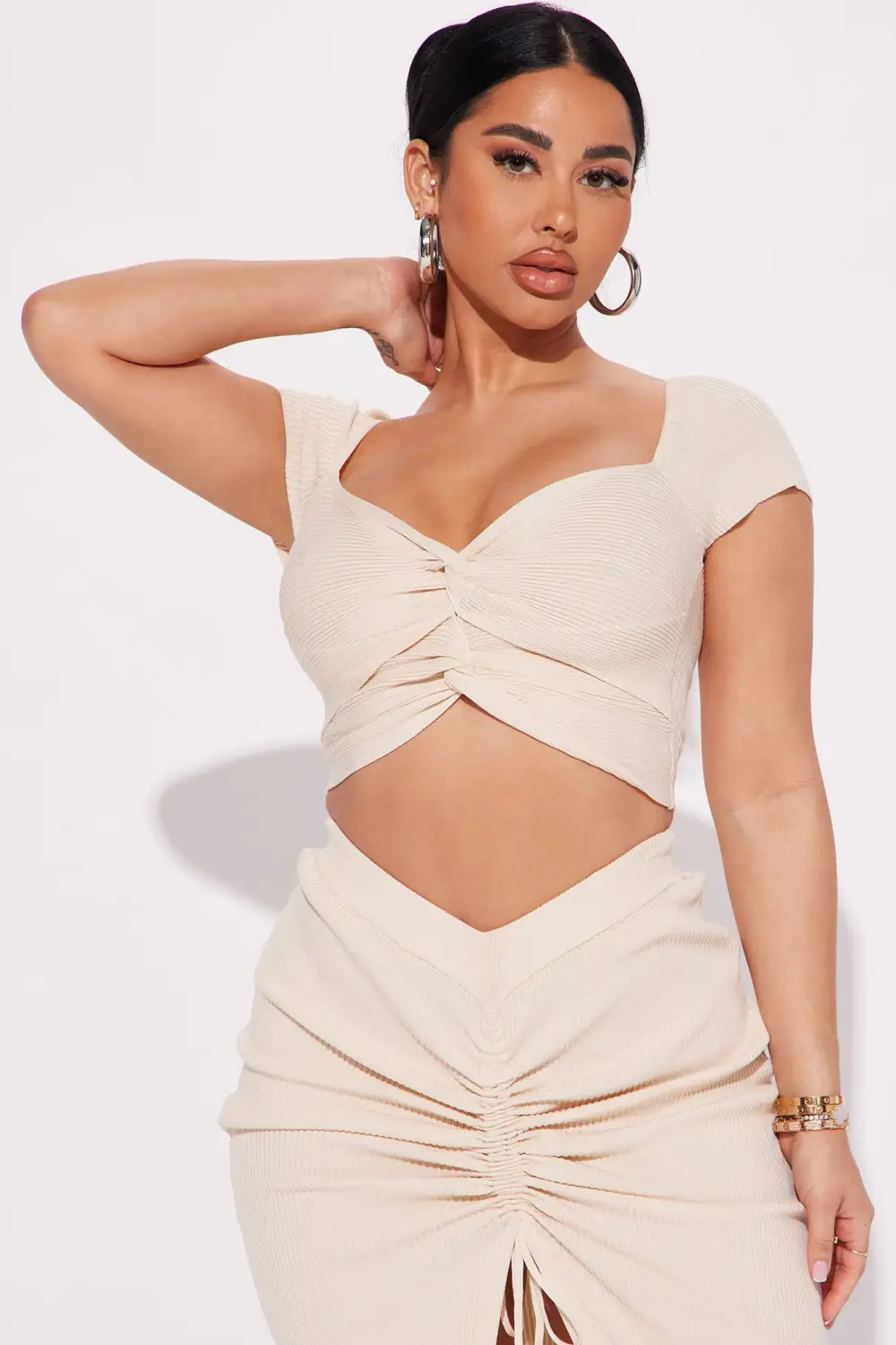 Out Of Habit Skirt Set - Cream