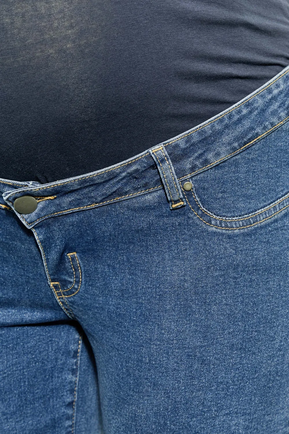 BUMP IT UP MATERNITY Curve Mid Blue Stretch Wide Leg Jeans