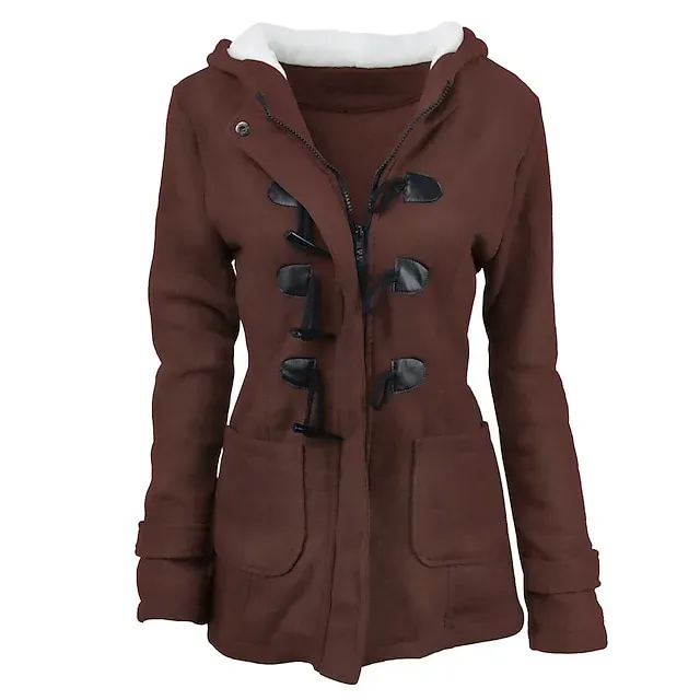 Women's Winter Coat Cropped Hooded Coat Thermal Warm Heated Jacket Fall Casual Street Jacket Long Sleeve with Pockets Black Army