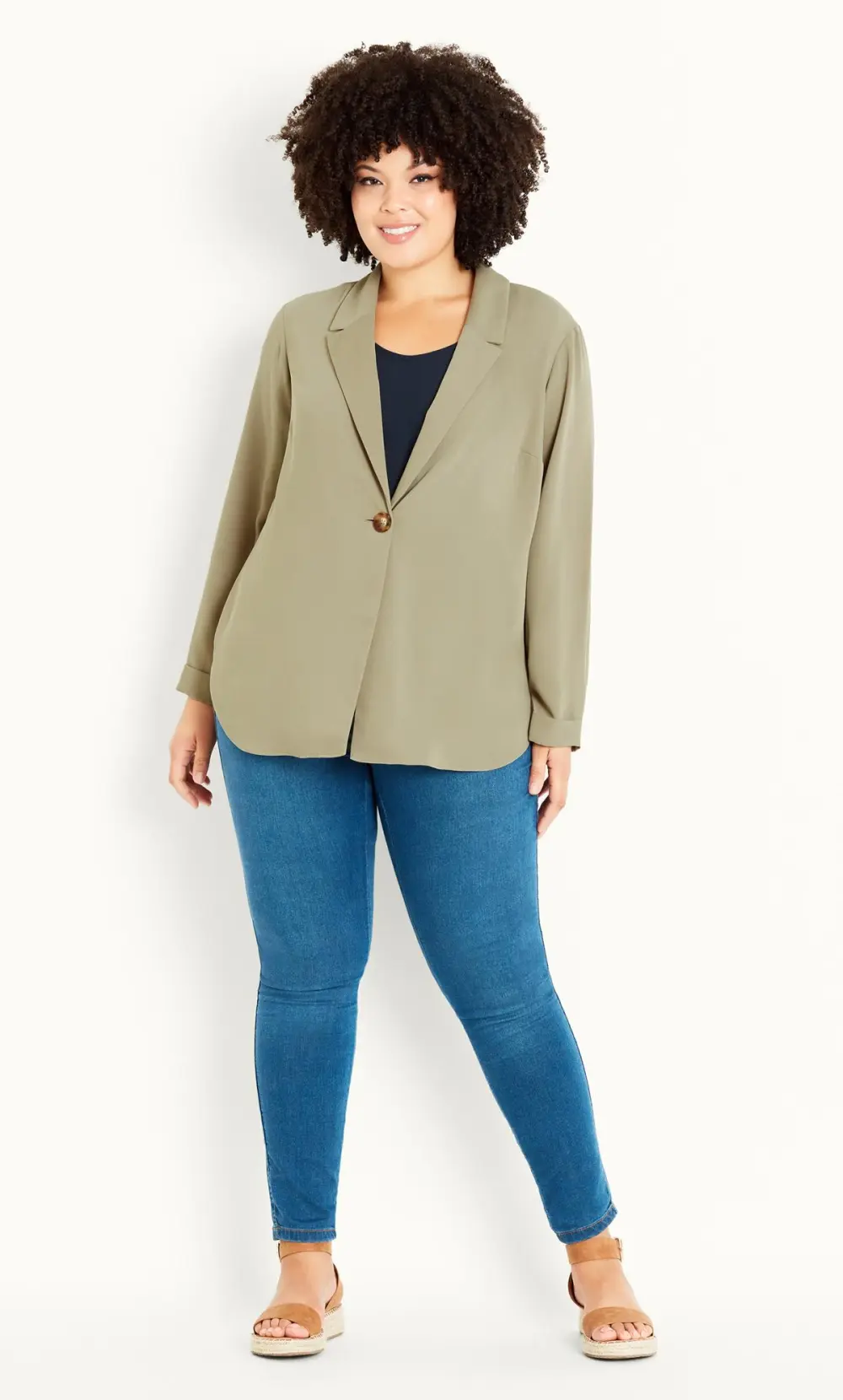 Evans Olive Green Oversized Blazer