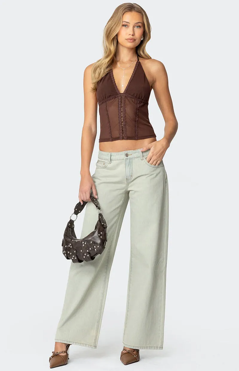 Edikted Raelynn Washed Low Rise Jeans