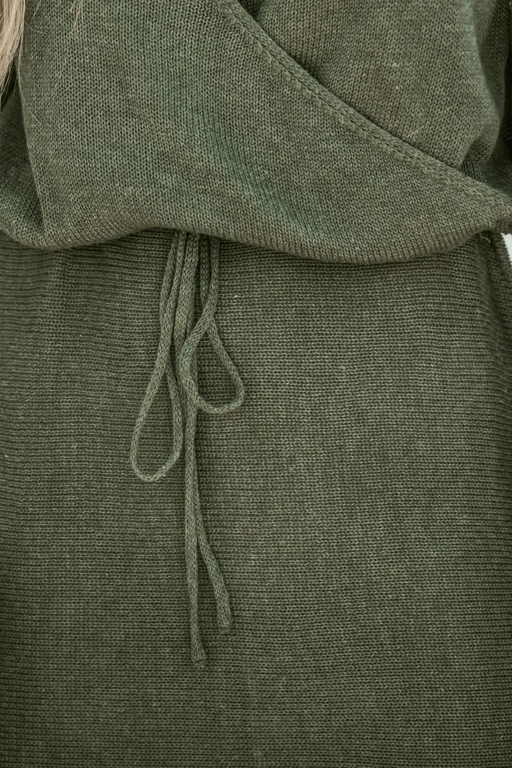 Olive Green Drawstring Sweater Dress