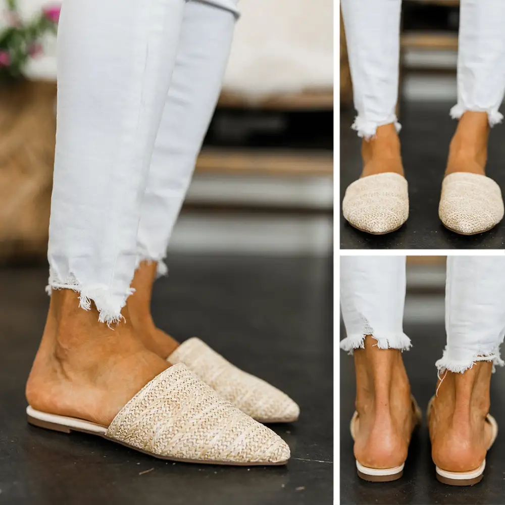 Out In The Sun Natural Brown Flat Mules