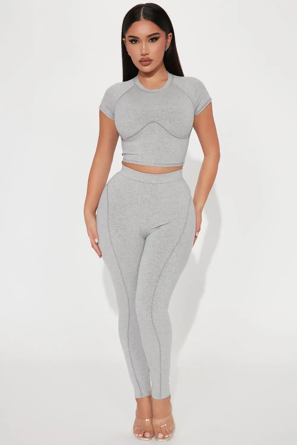Lacey Snatched Legging Set - Heather Grey