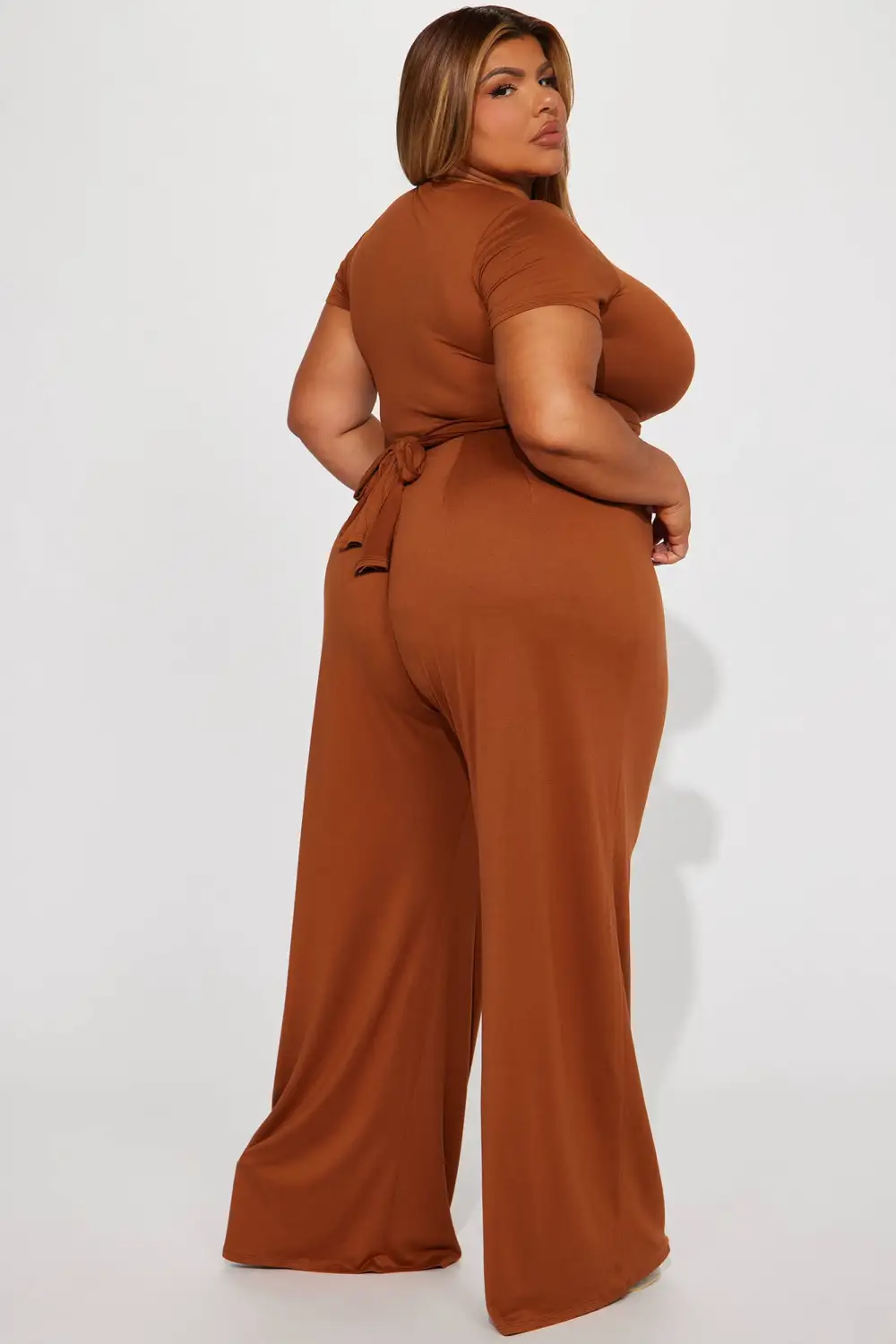 Casually Chic Wide Leg Pant Set - Mocha