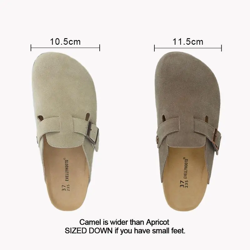 Women's and Men's Round-Toe Cork Insoles Flat Buckle Fashion Walking Shoes