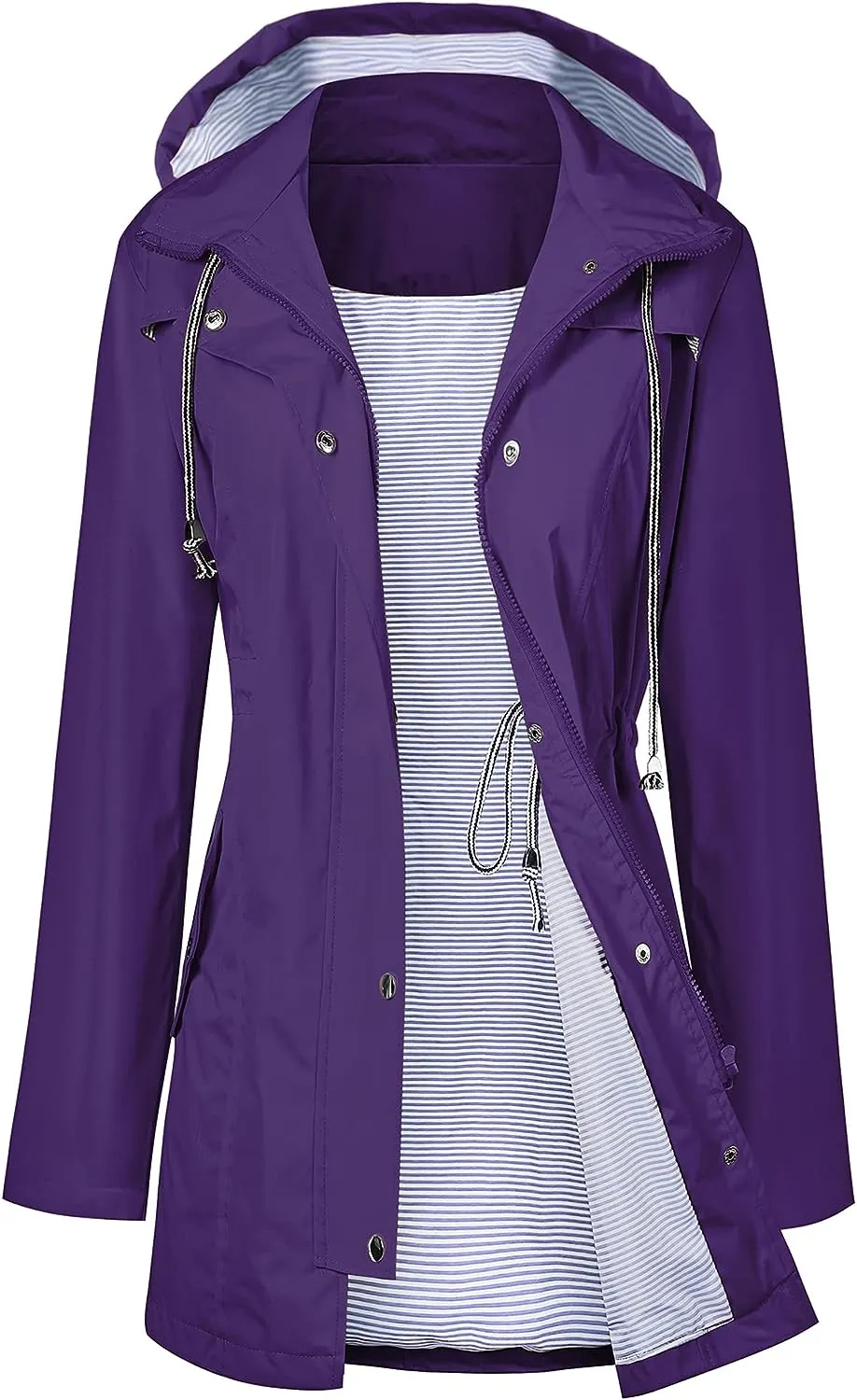 LOMON Raincoat Women Waterproof Long Hooded Trench Coats Lined Windbreaker Travel Jacket S-XXL