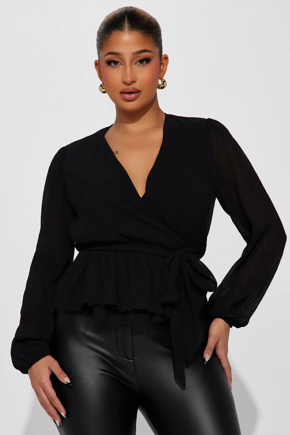 Play Time Pleated Blouse - Black