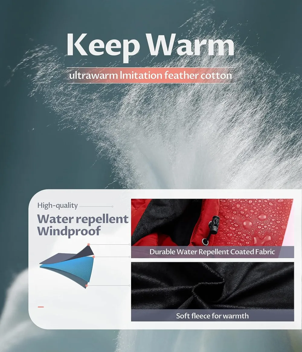 US Women's Winter Hooded Coat Waterproof Warm Long Puffer Jacket Parka