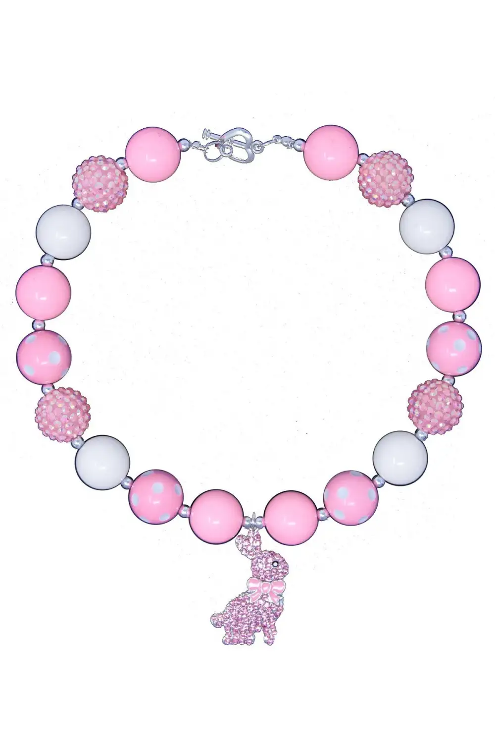 Pink Rhinestone Bunny Bubblegum Necklace