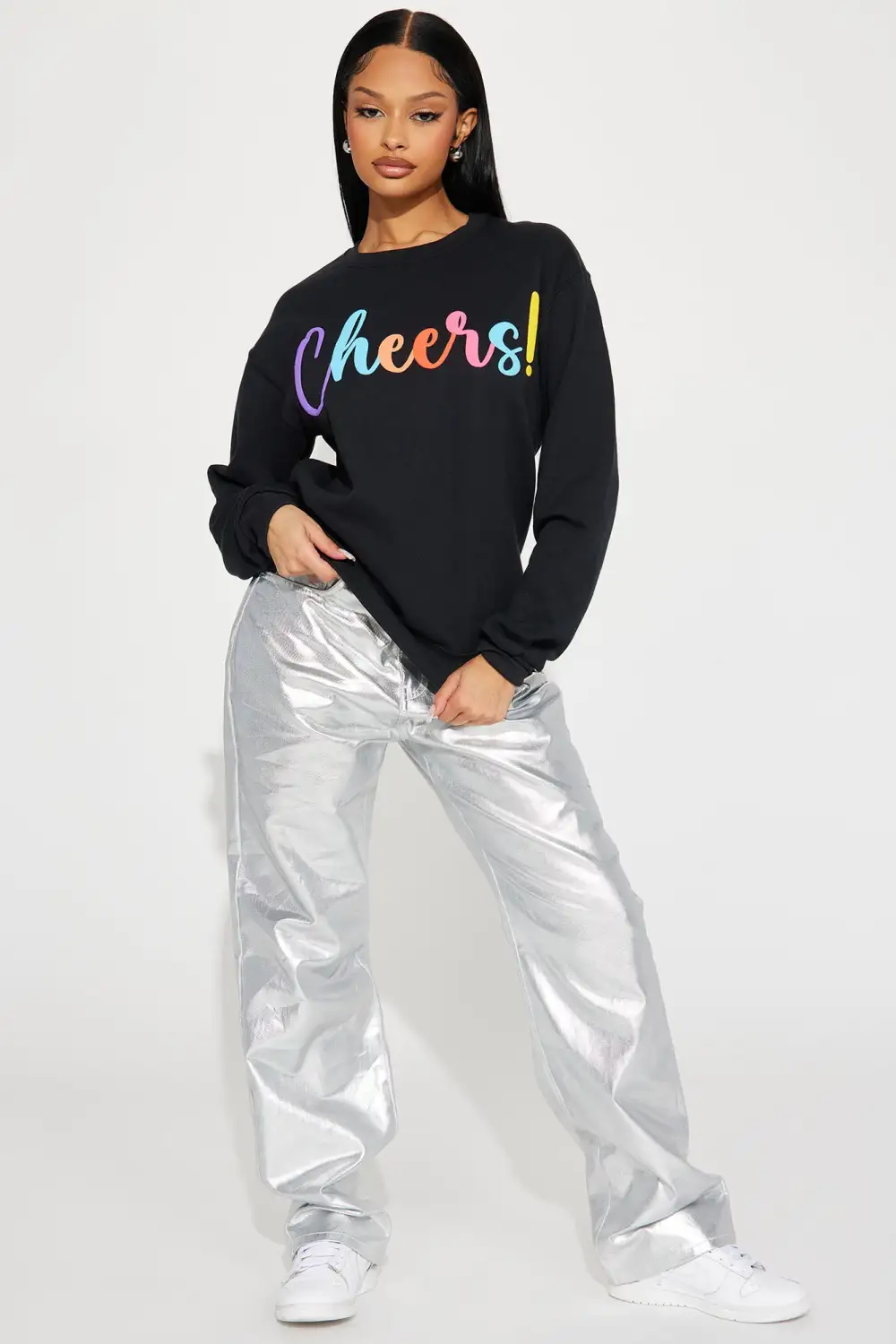 Cheers Puff Print Sweatshirt - Black