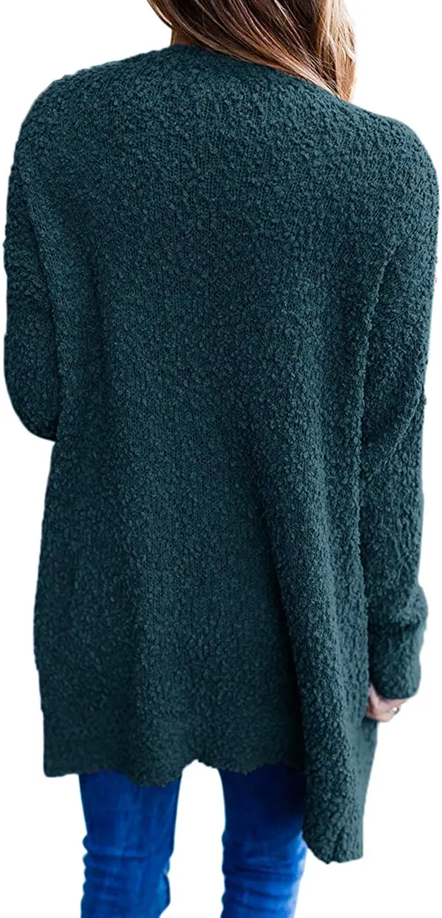 Women's Long Sleeve Soft Chunky Knit Sweater Open Front Cardigans Outwear Coat